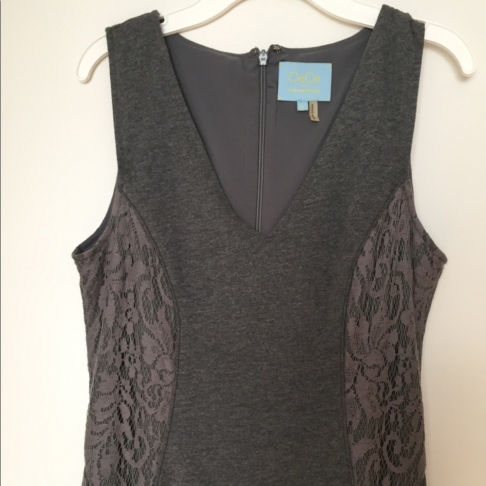 CeCe gray cotton and lace dress size 2